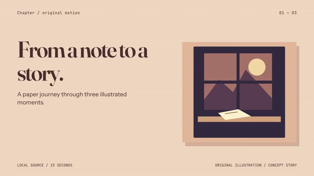 Chapter: Illustrated rooms, folded paper and unequal story panels. A subject carried through three beats.